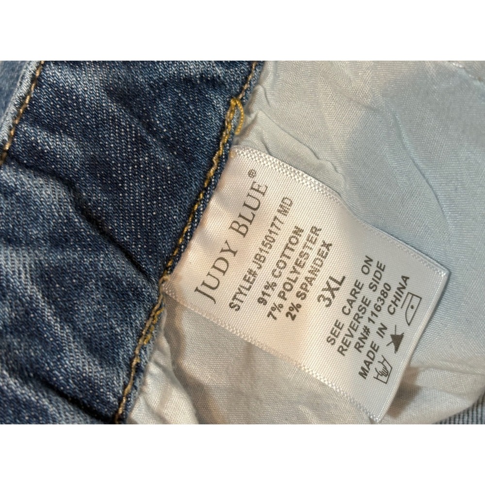 Judy Blue Denim Shorts Frayed Hem‎ Elastic Waist Comfort Stretch 3XL - Picture 6 of 8